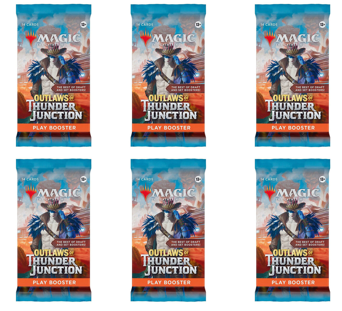 6 Packs MTG Play Booster Pack Lot MTG Outlaws of Thunder Junction