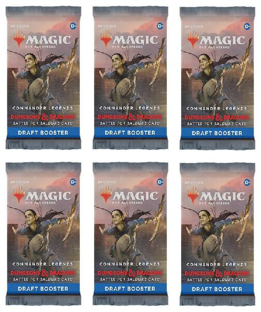 6 Packs MTG Draft Booster Pack Lot MTG Commander Legends Battle for Baldurs Gate