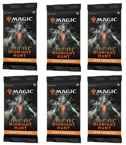 6 Packs MTG Draft Booster Pack Lot MTG Innistrad Midnight Hunt