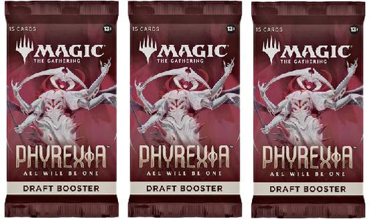 3 Packs Magic: the Gathering Draft Booster Pack Lot MTG Phyrexia all will be one