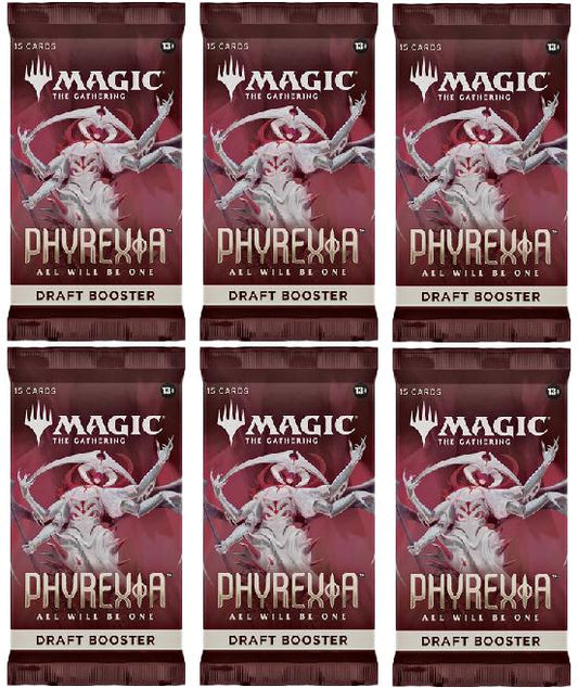 6 Packs Magic: the Gathering Draft Booster Pack Lot MTG Phyrexia all will be one