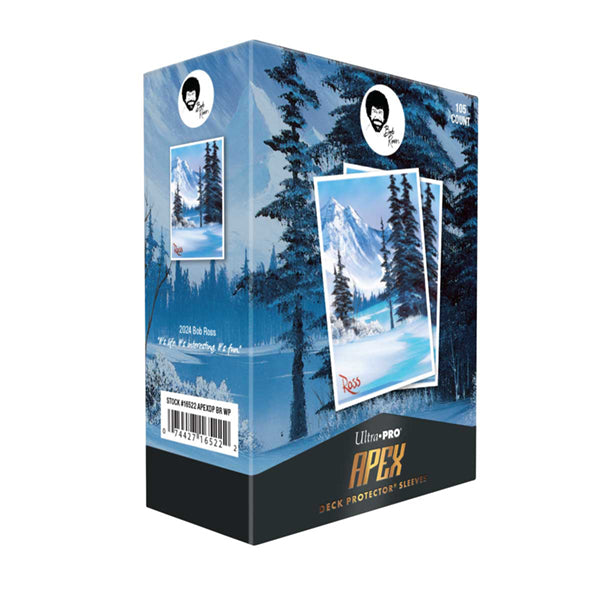 Ultra PRO - Bob Ross Winter Paradise 105ct APEX™ Deck Protector Sleeves, Bob Ross Collectibles, Art-Themed Card Sleeves, Trading Card Accessories, Vibrant Card Sleeves