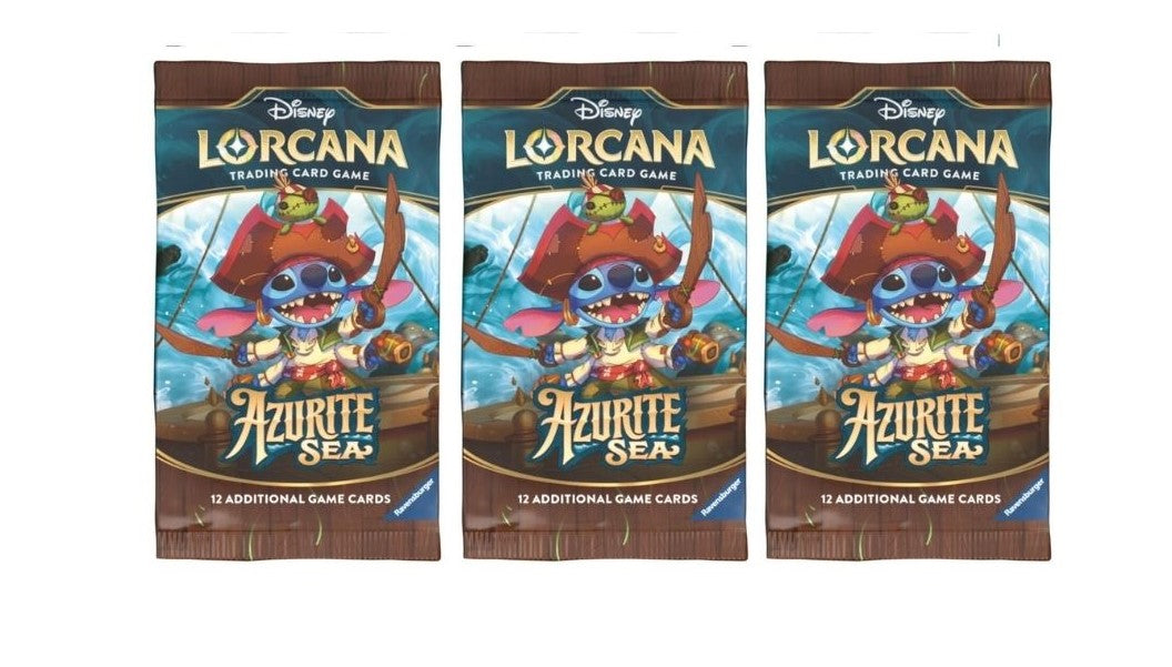 3 Packs Lorcana 12 Card Booster Pack Lorcana Azurite Sea