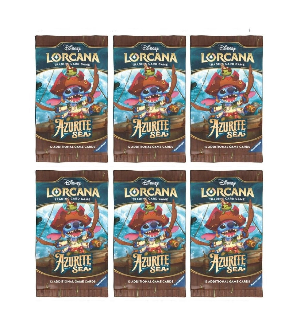 6 Packs Lorcana 12 Card Booster Pack Lorcana Azurite Sea - Presale Ships 11/15/2024