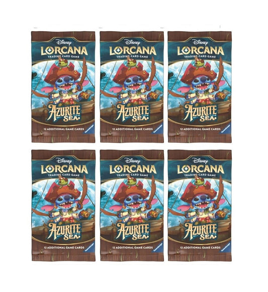 6 Packs Lorcana 12 Card Booster Pack Lorcana Azurite Sea - Presale Ships 11/15/2024