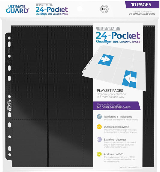 Ultimate Guard 24 Pocket Pocket QuadRow Pages - Black (10 Pages)