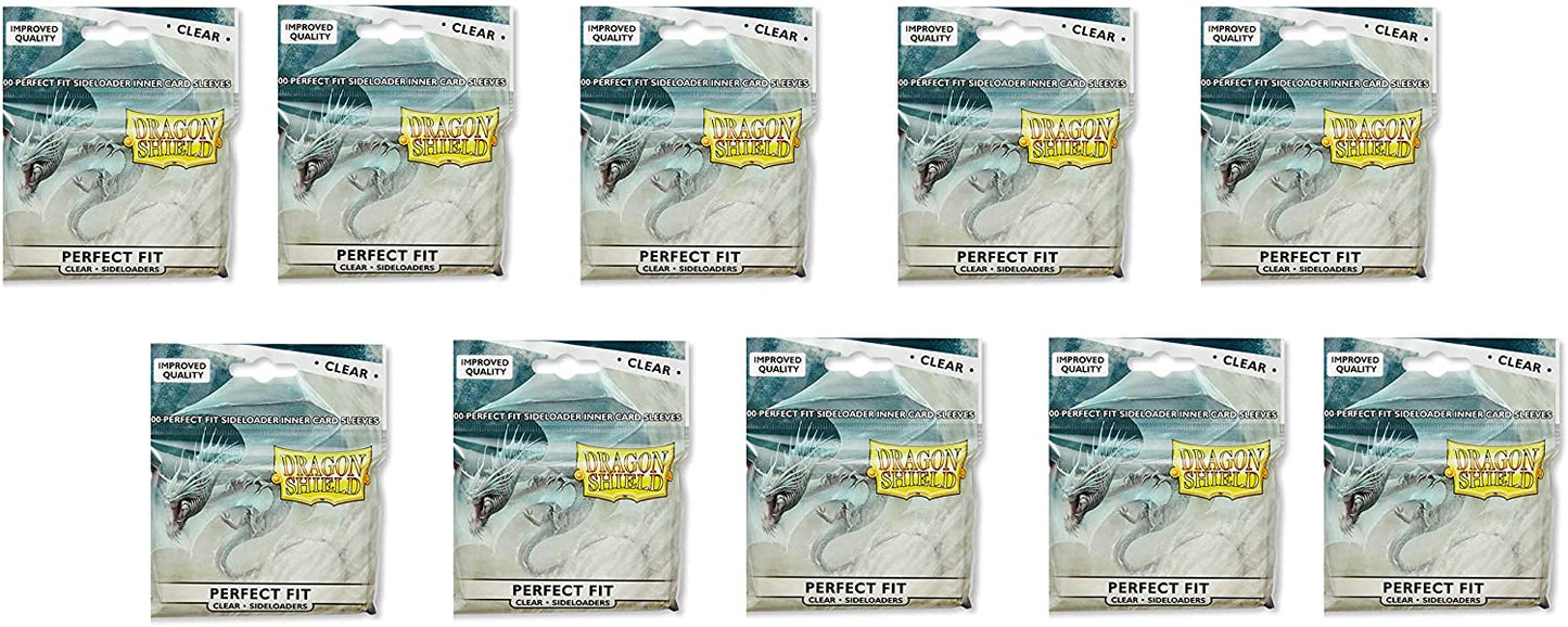 Dragon Shield 100ct Standard Card Sleeves Display Case (10 Packs) - Perfect Fit Sideloader Clear