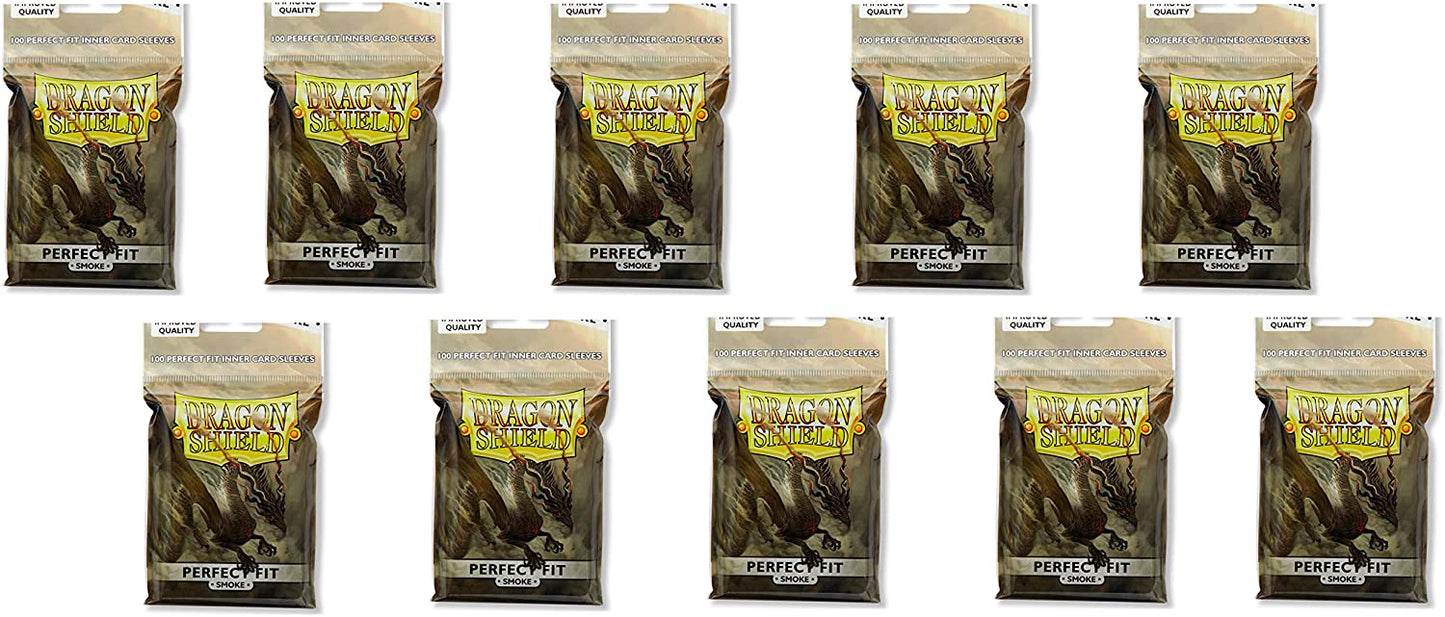 Dragon Shield 100ct Standard Card Sleeves Display Case (10 Packs) - Perfect Fit Smoke