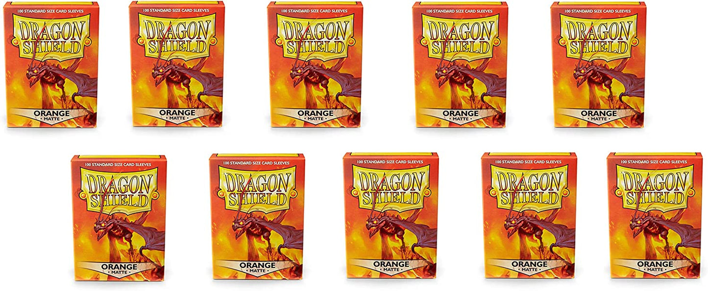 Dragon Shield 100ct Standard Card Sleeves Display Case (10 Packs) - Matte Orange