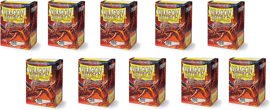 Dragon Shield 100ct Standard Card Sleeves Display Case (10 Packs) - Matte Red