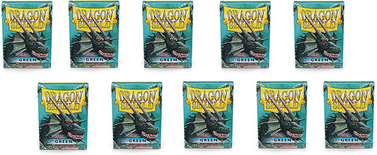 Dragon Shield 100ct Standard Card Sleeves Display Case (10 Packs) - Classic Green