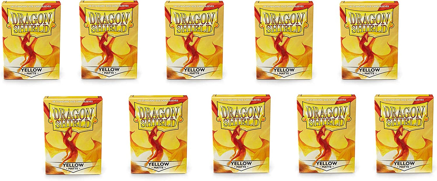 Dragon Shield 100ct Standard Card Sleeves Display Case (10 Packs) - Matte Yellow