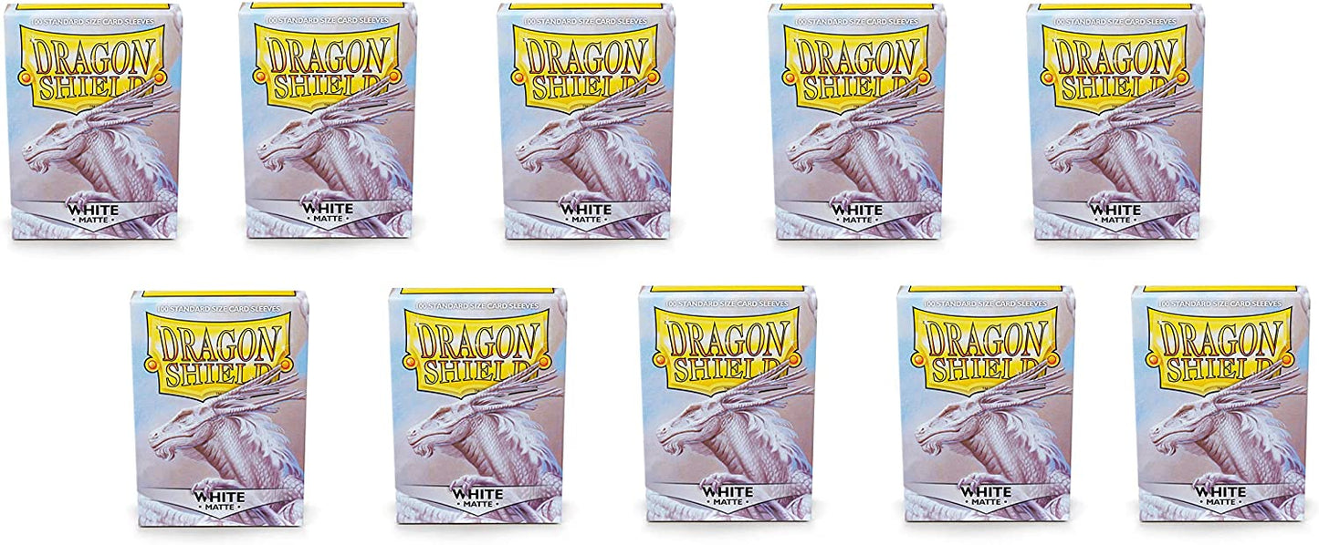 Dragon Shield 100ct Standard Card Sleeves Display Case (10 Packs) - Matte White