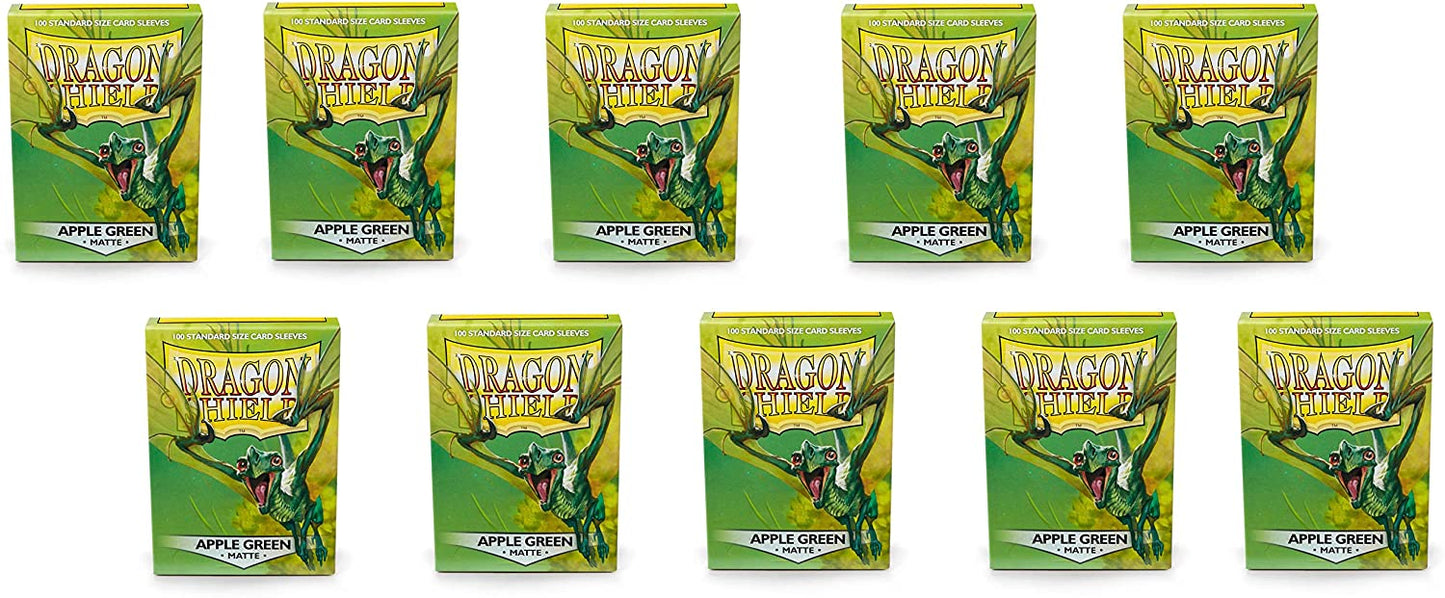 Dragon Shield 100ct Standard Card Sleeves Display Case (10 Packs) - Matte Apple Green