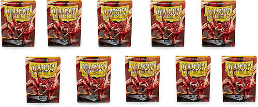 Dragon Shield 100ct Standard Card Sleeves Display Case (10 Packs) - Matte Ruby Red