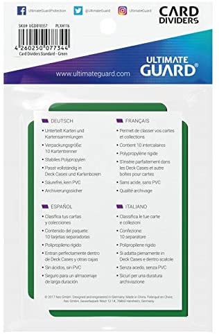 Ultimate Guard Card Dividers - Green (10 Dividers)