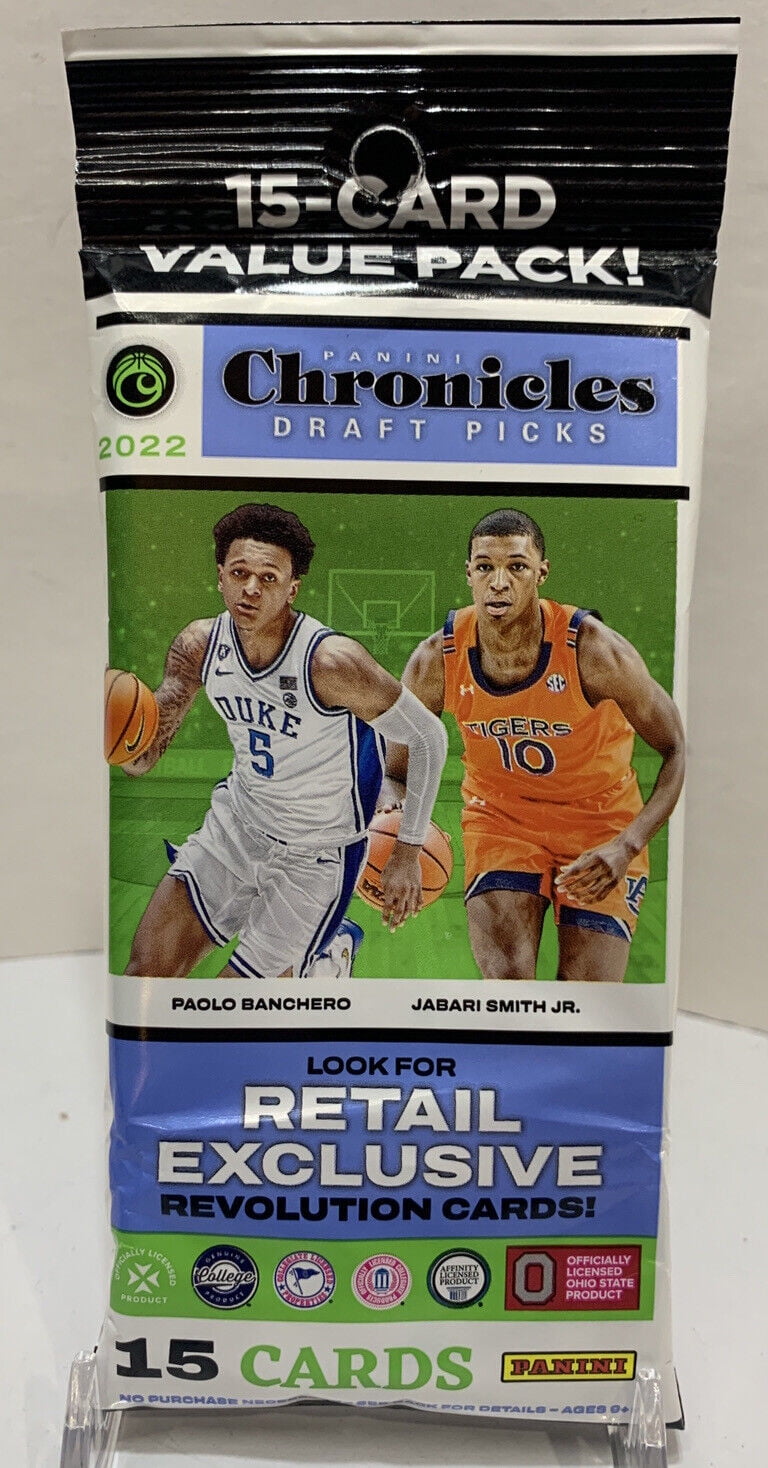 2022-23 Panini Chronicles Draft Picks Basketball Trading Cards Value Pack – 15 Cards, Retail Exclusive Revolution Cards
