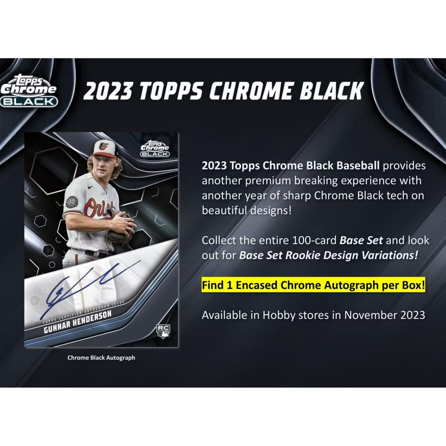 MLB Topps 2023 Chrome Black Baseball Trading Card HOBBY Box (1 Encased Autograph)