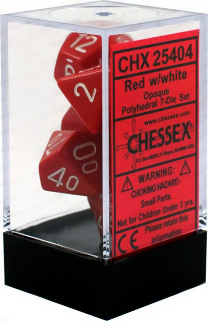 Chessex Dice Set: Opaque Red w/White