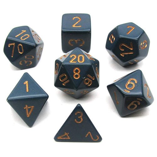 Chessex Dice Set: Opaque Dusty Blue w/Copper