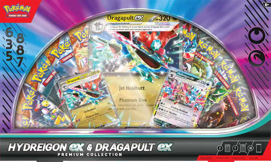 Pokemon TCG: Hydreigon ex & Dragapult ex Premium Collection - 10 Packs, Promo Cards