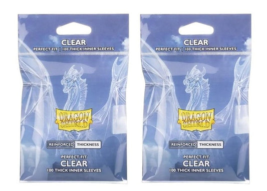2 Packs Dragon Shield Thick Inner Sleeve Standard Size 100 ct Card Sleeves - Clear