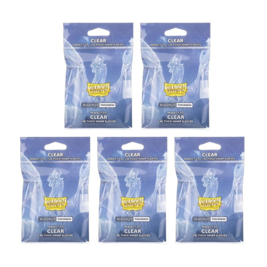 5 Packs Dragon Shield Thick Inner Sleeve Standard Size 100 ct Card Sleeves - Clear