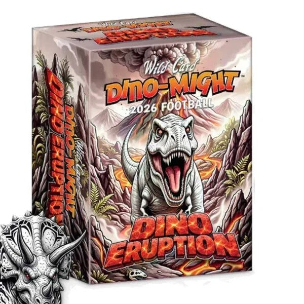 2026 Wild Card Dino-Might Football Dino Eruption Hobby Box