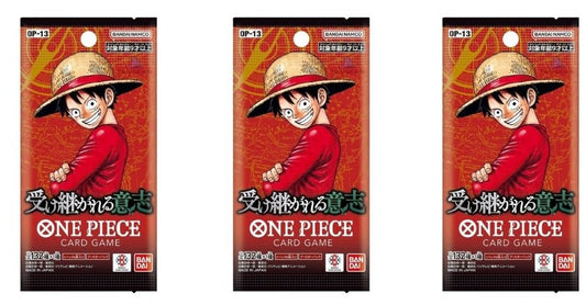 One Piece Card Game Carrying On His Will OP-13 Booster Pack (Japanese) - 3 Packs - 15 Cards