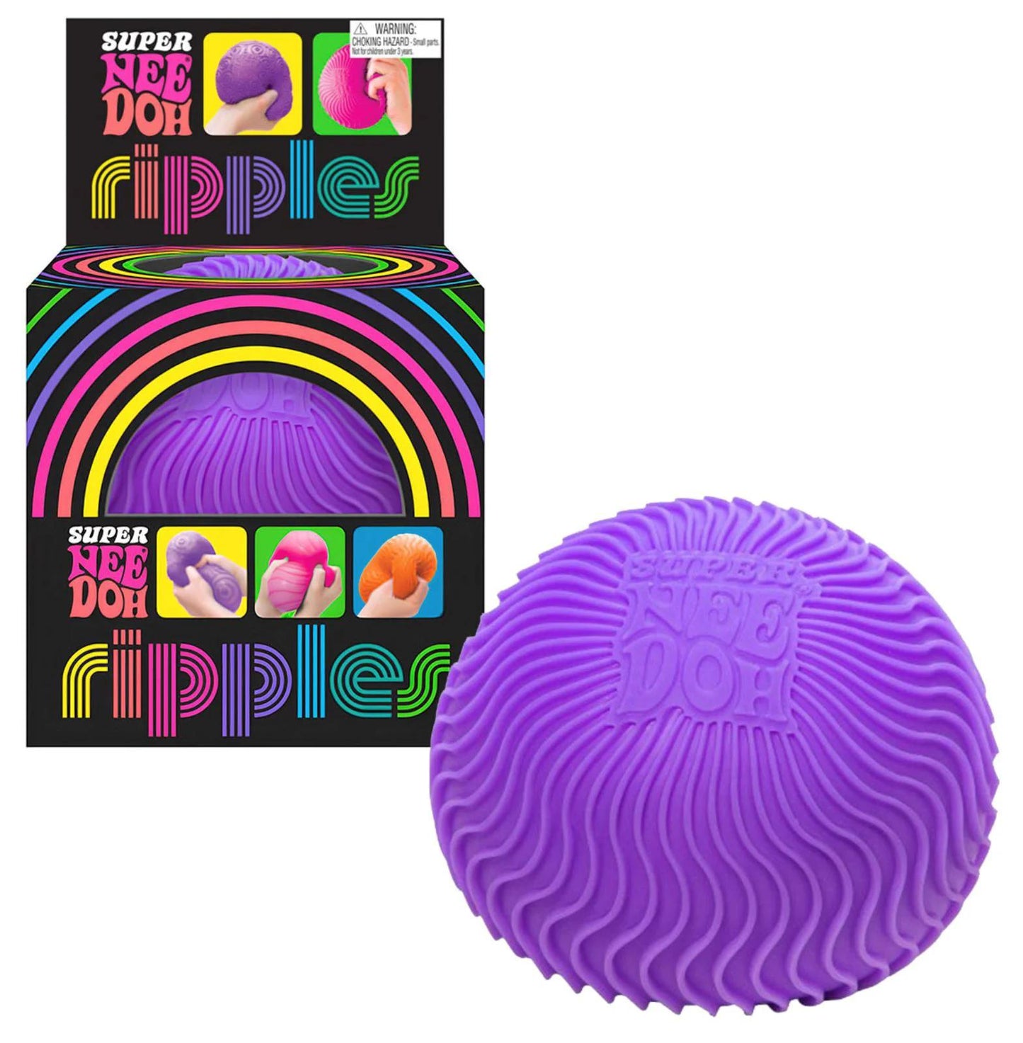 Schylling: Ripples Super NeeDoh - Surprise Style! (1) 4.25" Toy in Assorted Neon Colors & Textures, Doh-Filled, Stress Reliever, Squish-Squeeze-Pull