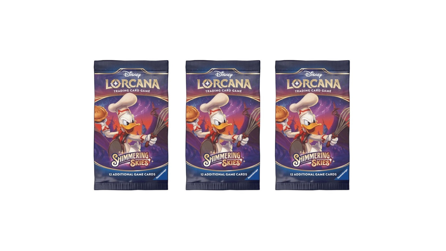 3 Packs Lorcana 12 Card Booster Pack Lorcana Shimmering Skies