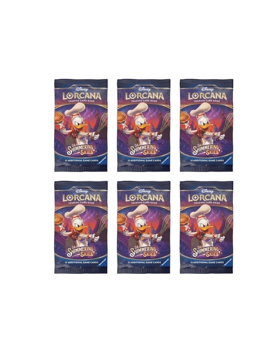 6 Packs Lorcana 12 Card Booster Pack Lorcana Shimmering Skies