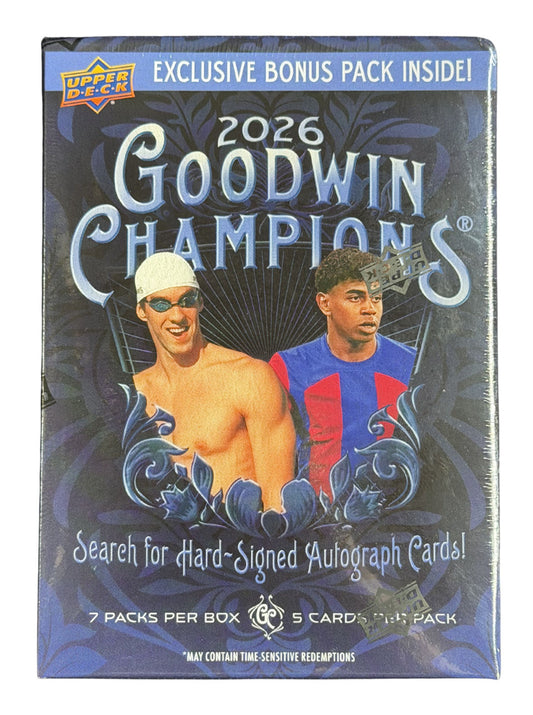 Upper Deck 2026 Goodwin Champions Blaster Box – 7 Packs, 5 Cards per Pack, Multi-Sport and Entertainment Trading Cards