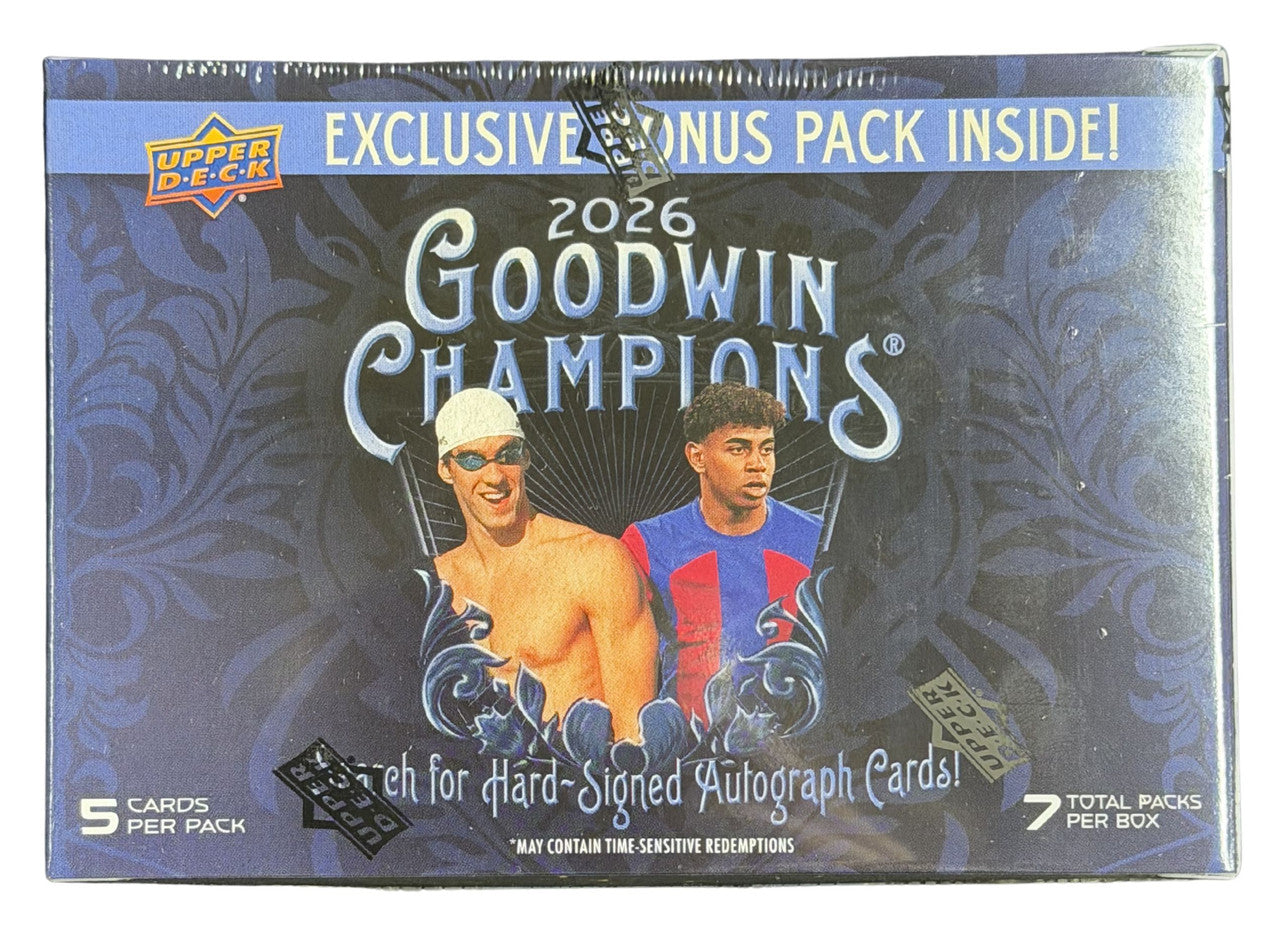 Upper Deck 2026 Goodwin Champions Blaster Box – 7 Packs, 5 Cards per Pack, Multi-Sport and Entertainment Trading Cards