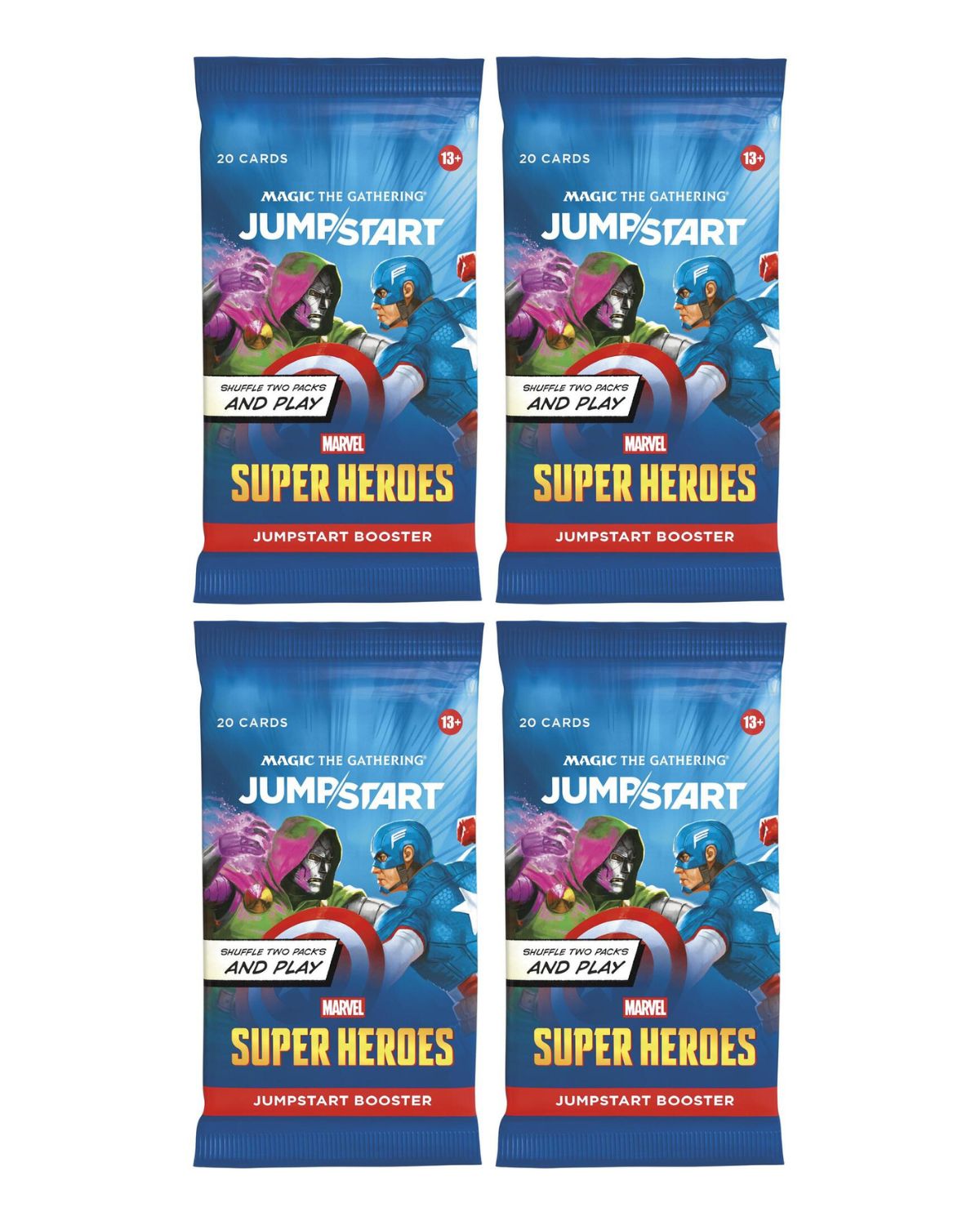 Magic: The Gathering Marvel Super Heroes Jumpstart Booster Pack Lot - 4 Packs - 80 Cards