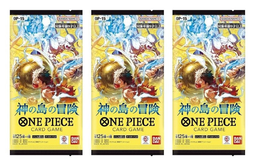 One Piece Card Game The Adventure of The Island of God Booster Pack (OP-15) (Japanese) - 3 Packs - 18 Cards