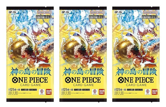 One Piece Card Game The Adventure of The Island of God Booster Pack (OP-15) (Japanese) - 3 Packs - 18 Cards