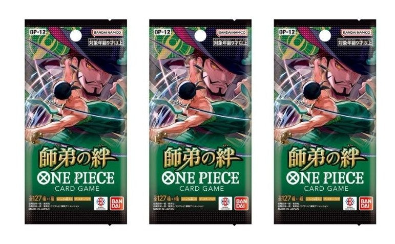 ONE PIECE Card Game Master and Student Bonds (OP-12) Booster Pack (Japanese) - 3 Packs - 18 Cards