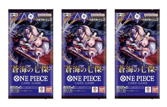 One Piece Card Game The Seven Heroes Of The Blue Sea OP-14 Booster Pack (Japanese) - 3 Packs - 18 Cards
