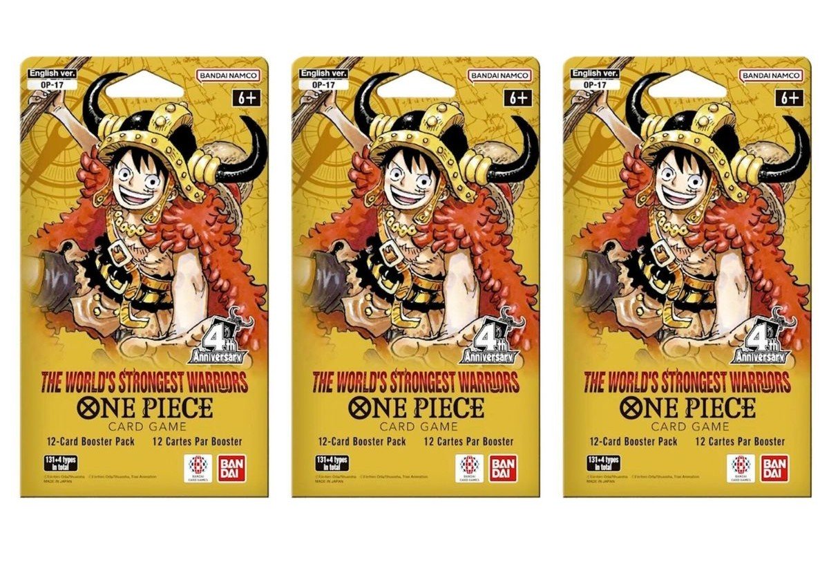 One Piece Card Game The World's Strongest Warrior (OP-17) Sleeved Booster Pack Lot - 3 Packs - 36 Cards