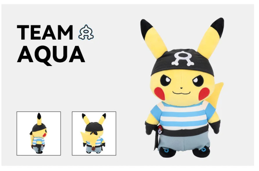 Villain Costume Pikachu Plush Toy Team Aqua 28CM