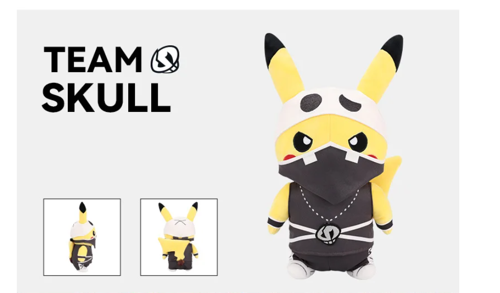 Villain Costume Pikachu Plush Toy Team Skull 28CM