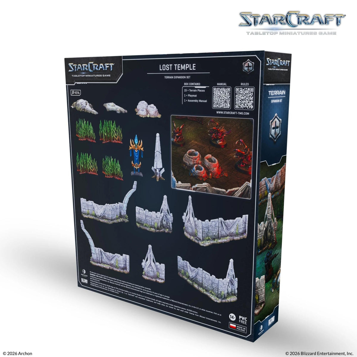 Archon Studio StarCraft: The Miniatures Game – Lost Temple Terrain Expansion Set, 15 Unpainted Terrain Pieces, Cloth Playmat and Assembly Manual