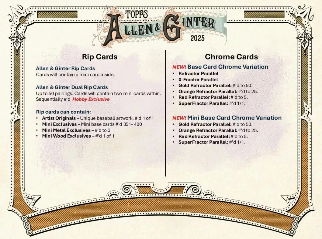 2025 Topps Allen & Ginter Baseball Hobby Booster Pack