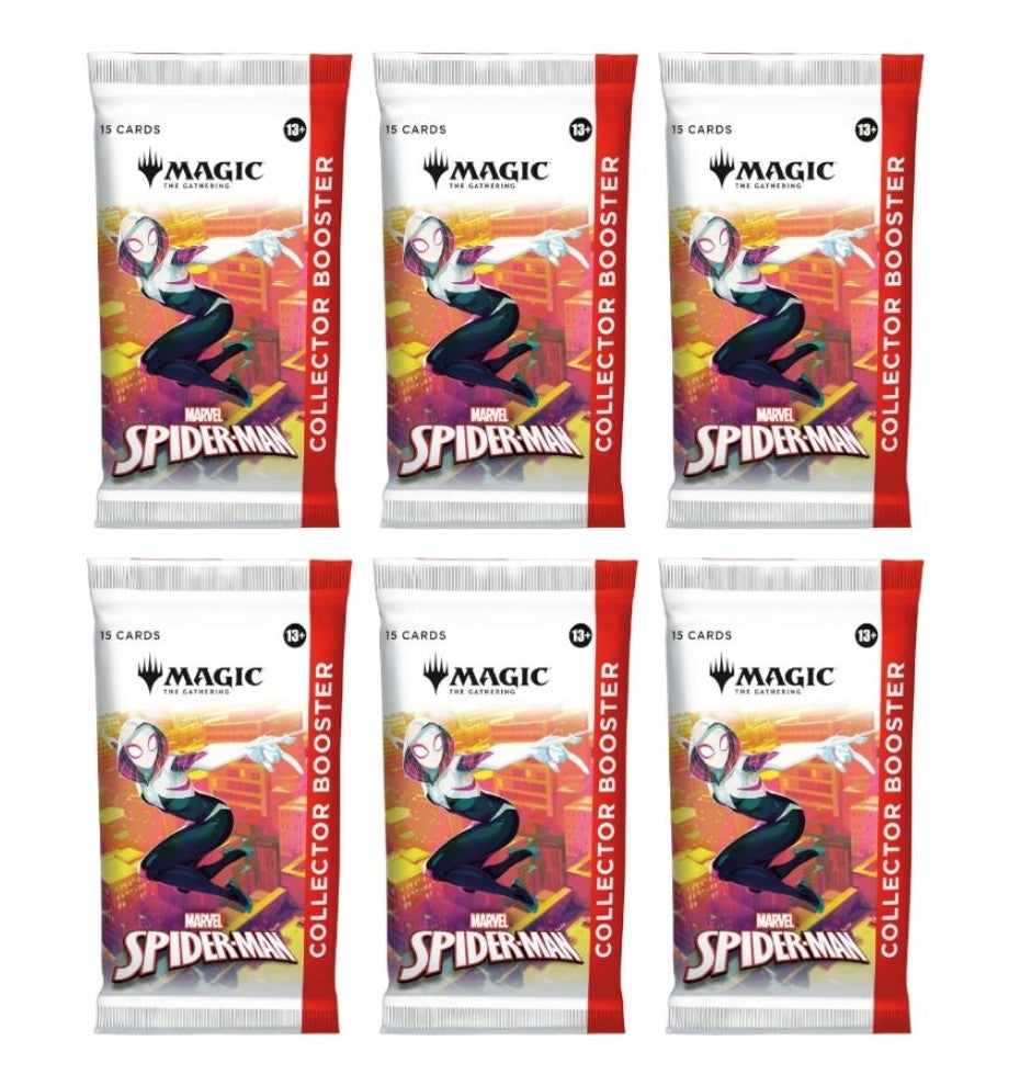 6 Packs Magic The Gathering Collector Booster Pack Lot MTG Marvel's Spider-Man