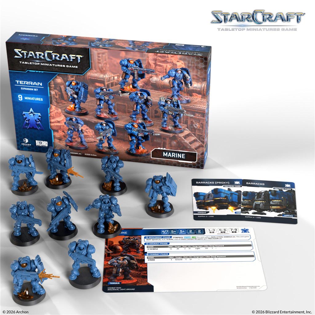 Archon Studio StarCraft: Tabletop Miniatures Game – Terran Marine Expansion Set, 9 Miniatures, English