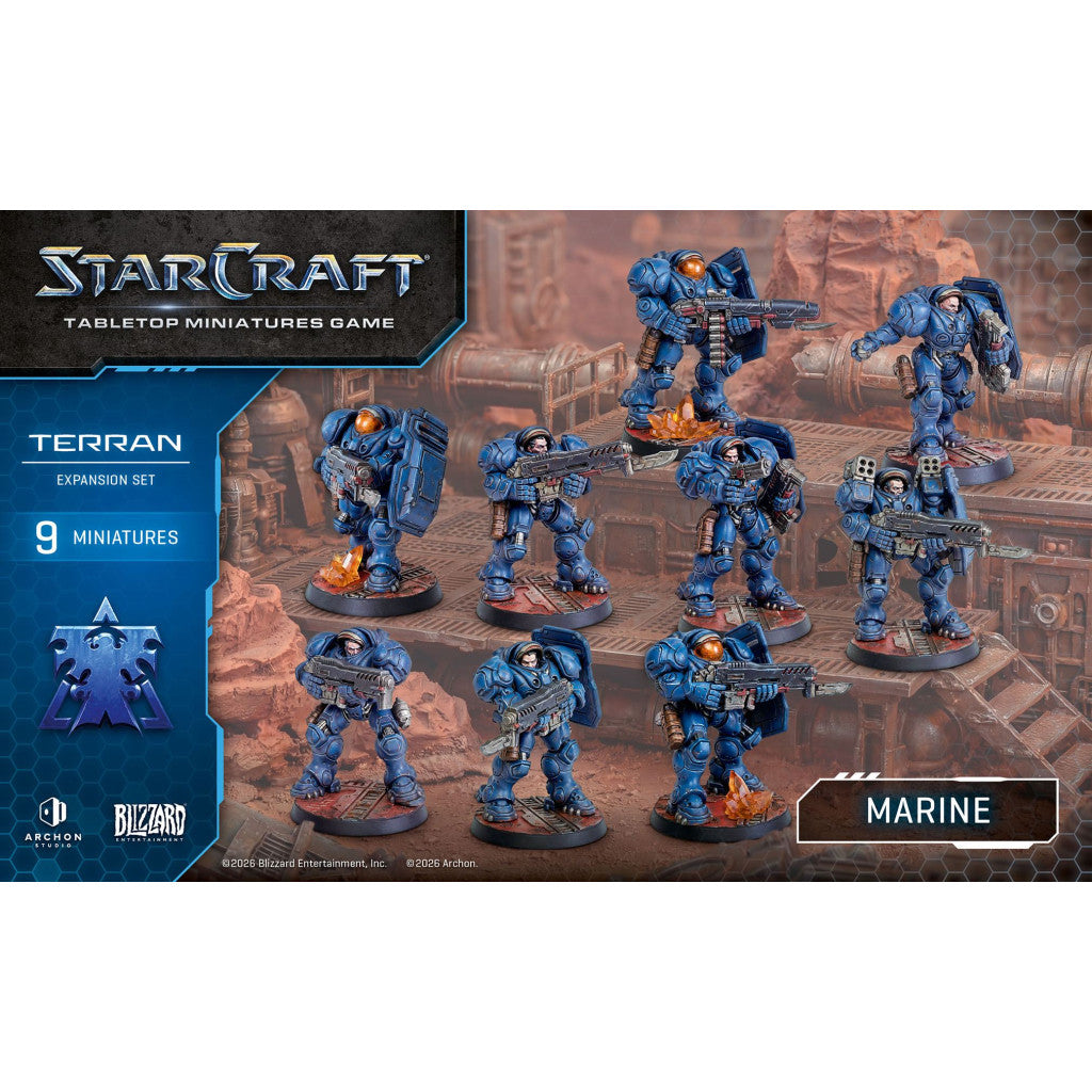 Archon Studio StarCraft: Tabletop Miniatures Game – Terran Marine Expansion Set, 9 Miniatures, English