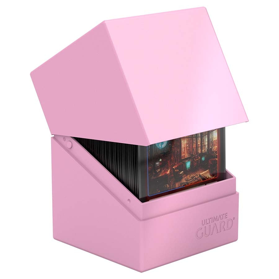Ultimate Guard Boulder Solid 100+, Deck Case for 100 Double-Sleeved TCG Cards, Candy Pink, Secure & Durable Storage for Trading Card Games, No Transparency