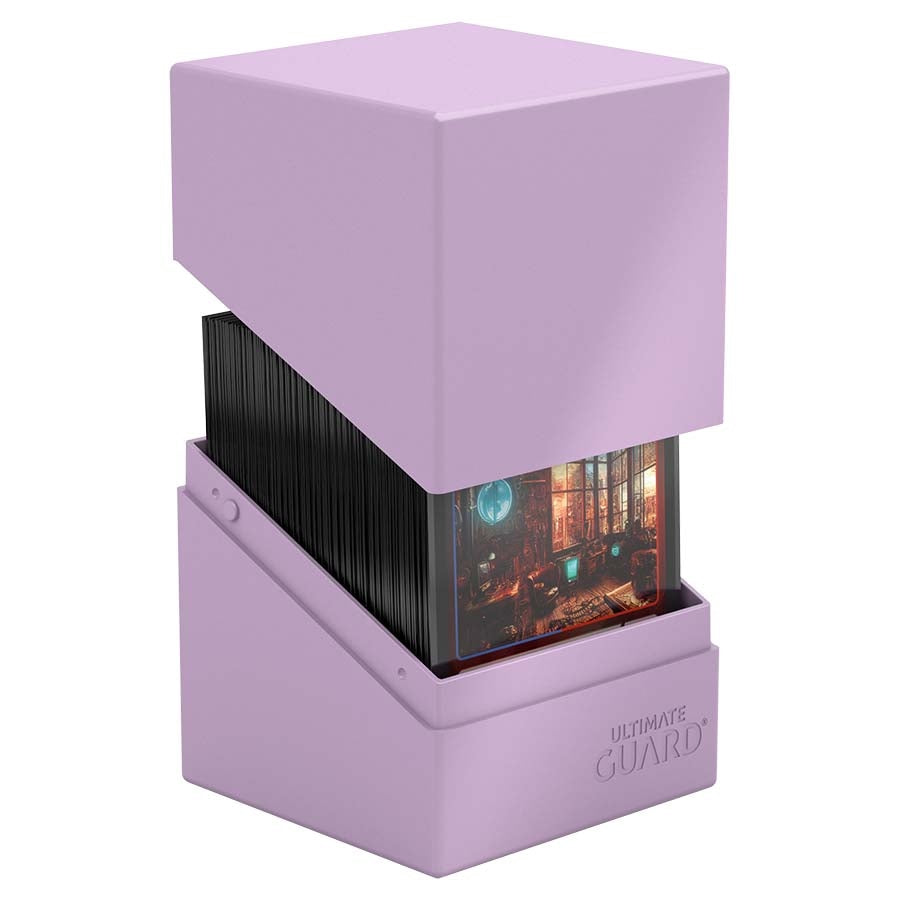 Ultimate Guard Boulder Solid 100+, Deck Case for 100 Double-Sleeved TCG Cards, Light Lavender, Secure & Durable Storage for Trading Card Games, No Transparency