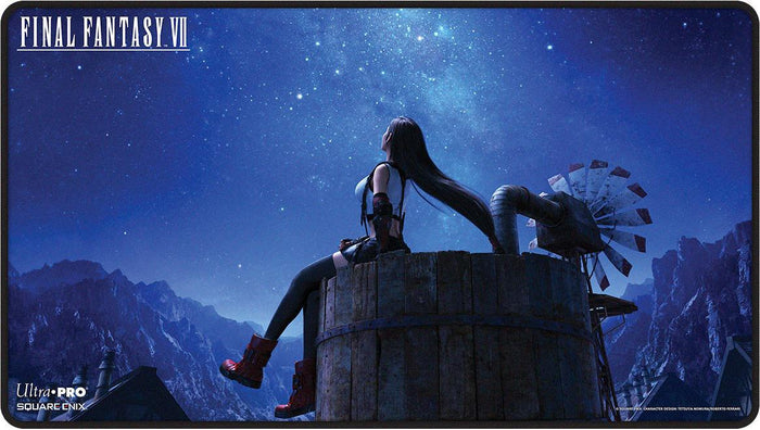Ultra PRO Final Fantasy VII Tifa Lockhart Stitched Playmat for Trading Card Games | Non-Slip Rubber Backing | 24 x 13.5 Inch